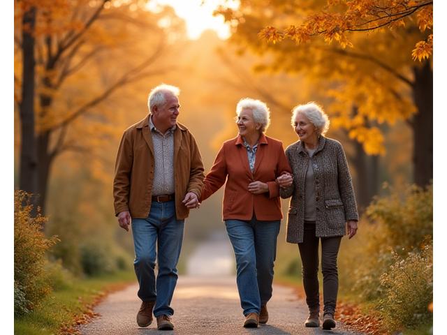 Healthy Aging icon with graceful, active seniors