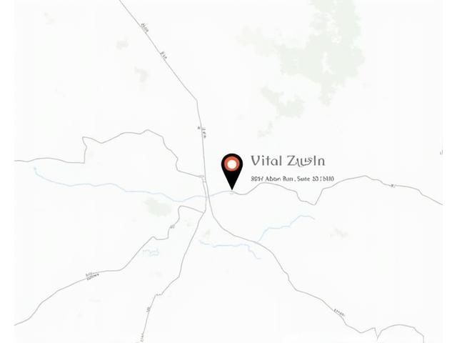 A clear map of Austin, Texas, showing the precise location of Vital Zenith at 2847 Arbor Run, Suite 310, highlighted with a pin.